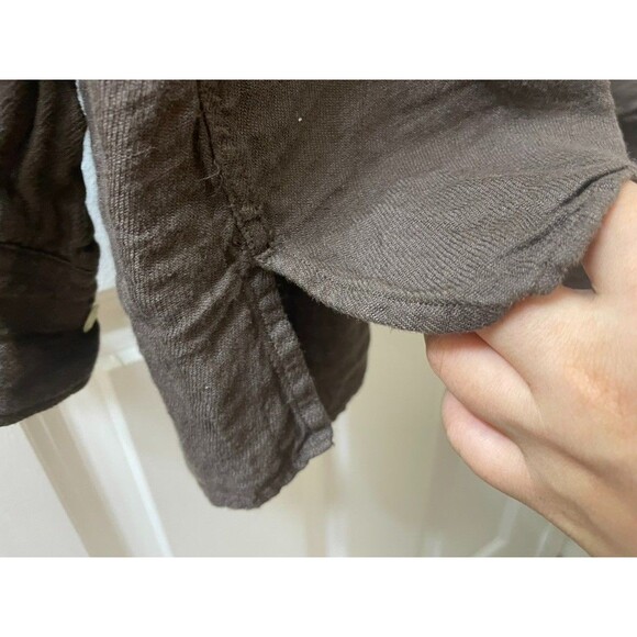 Men Linen Cotton Button Down Shirt Dress Shirt L BROWN MARIO MATTEO LONG SLEEVE - Picture 8 of 10